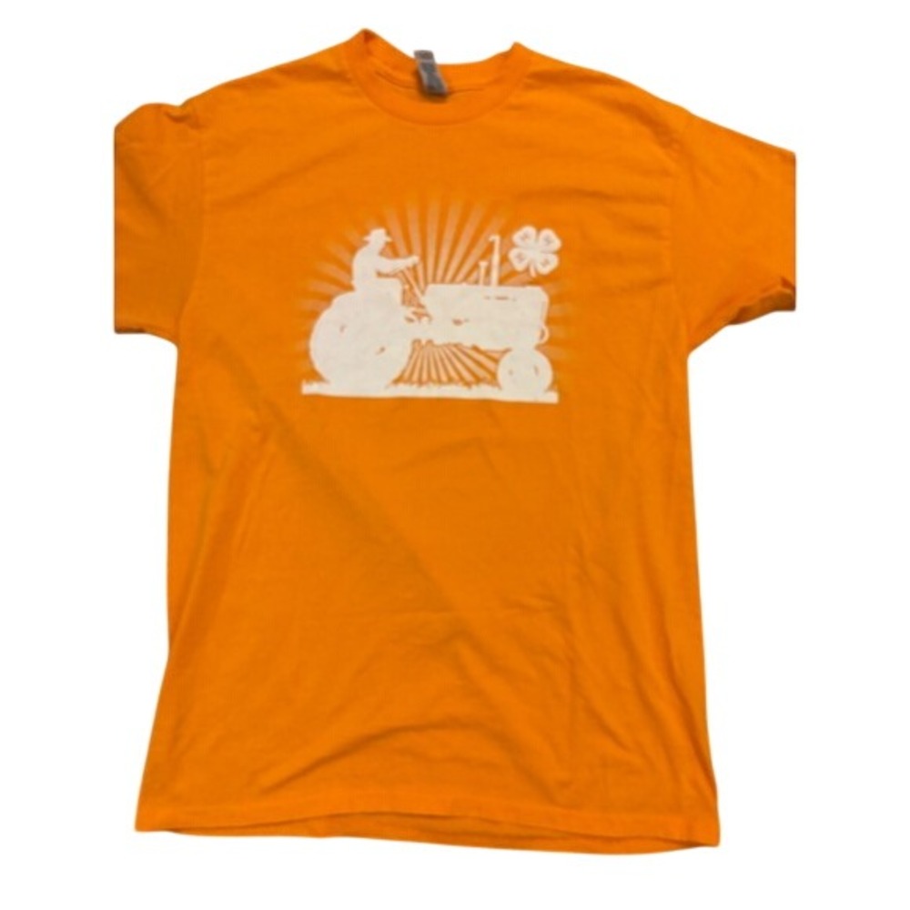 Gildan DryBlend Orange 4-H Tractor Graphic Tee Chadron Motor Co Womens Small